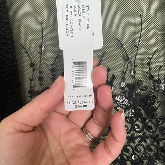 NWT August Silk Black Sequin Bolero Shrug Sz Med - Picture 6 of 8